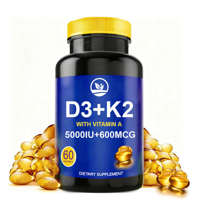 Viên nang mềm Vitamin D3 K2 bổ sung thuần chay chất lượng cao tùy chỉnh OEM cho xương và tim mạch khỏe mạnh