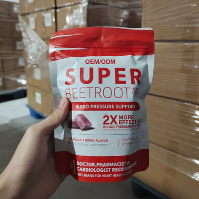 Nhà máy OEM / ODM Trực tiếp Siêu Kẹo nhai củ dền cho Hỗ trợ Huyết áp và Sức khỏe Tim mạch cho Người lớn